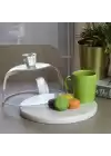 Akayev Mermer 25 Cm Beyaz Kalın Cam Fanus