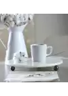 Akayev Mermer 25 Cm Füme Boncuk Ayaklı Beyaz Yuvarlak Sunumluk
