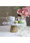 Akayev Mermer 25 Cm Konik Ahşap Ayaklı Leylak Yuvarlak Sunum Tabağı