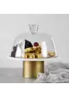 Akayev Mermer 25 Cm Metal Ayaklı Beyaz Cam Fanus