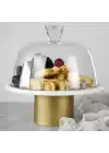 Akayev Mermer 25 Cm Metal Ayaklı Beyaz Cam Fanus