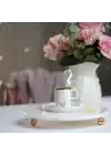 Akayev Mermer 25 Cm Rose Gold Boncuk Ayaklı Beyaz Yuvarlak Sunumluk