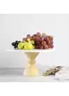 Akayev Mermer 28 Cm Ahşap Barok Ayaklı Beyaz Yuvarlak Sunum Tabağı