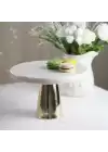 Akayev Mermer 28 Cm Altın Konik Ayak Beyaz Kalın Sunum Tabağı