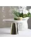 Akayev Mermer 28 Cm Altın Konik Ayak Beyaz Kalın Sunum Tabağı