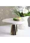 Akayev Mermer 28 Cm Altın Konik Ayak Beyaz Kalın Sunum Tabağı