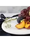 Akayev Mermer 28 Cm Beyaz Altın Boncuk Ayaklı Kelebek Sunum Tabağı