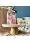 Akayev Mermer 28 Cm Konik Ahşap Ayaklı Beyaz Kalın Yuvarlak Sunum Tabağı