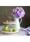 Akayev Mermer Altın Boncuk Ayaklı İki Katlı Dal Sunum Tabağı