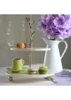 Akayev Mermer Altın Boncuk Ayaklı İki Katlı Dal Sunum Tabağı