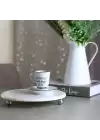 Akayev Mermer Beyaz 19 cm Gümüş Boncuk Ayaklı Kahve Sunumluk - Yağ ve Takı Standı