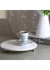 Akayev Mermer Beyaz 19 cm Gümüş Boncuk Ayaklı Kahve Sunumluk - Yağ ve Takı Standı