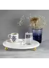 Akayev Mermer Beyaz 19 Cm Altın Boncuk Ayaklı Sunumluk