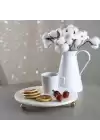 Akayev Mermer Beyaz 19 Cm Altın Boncuk Ayaklı Sunumluk