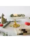 Akayev Mermer Beyaz 25 Cm Altın Barok Ayak Sunum Tabağı