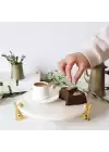 Akayev Mermer Beyaz 25 Cm Altın Çita Ayaklı Sunum Tabağı