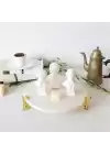 Akayev Mermer Beyaz 25 Cm Altın Çita Ayaklı Sunum Tabağı