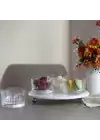 Akayev Mermer Beyaz 25 Cm Gümüş Boncuk Ayak Elysia 4lü Reçellik İkramlık