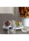 Akayev Mermer Beyaz 25 Cm Gümüş Boncuk Ayak Elysia 4lü Reçellik İkramlık