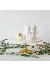 Akayev Mermer Beyaz 28 Cm Altın Barok Ayak Sunum Tabağı