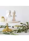 Akayev Mermer Beyaz 28 Cm Altın Barok Ayak Sunum Tabağı