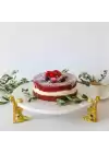 Akayev Mermer Beyaz 30 Cm Altın Çita Ayaklı Sunum Tabağı