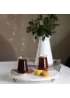 Akayev Mermer Beyaz 30 Cm Rose Gold Boncuk Ayaklı Yuvarlak Sunumluk