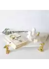 Akayev Mermer Beyaz 30x20 Cm Altın Çita Ayaklı Sunum Tabağı