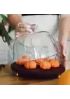 Akayev Ahşap 24 Cm Altın Boncuk Ayaklı Cam Fanus