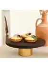 Akayev Ahşap 28 Cm Metal Ayaklı Sunum Tabağı