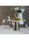 Akayev Mermer 25 Cm Altın Konik Ayak Beyaz CamFanus