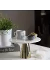 Akayev Mermer 25 Cm Altın Konik Ayak Beyaz Sunumluk