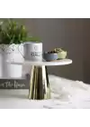 Akayev Mermer 25 Cm Altın Konik Ayak Beyaz Sunumluk