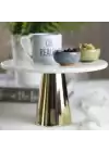 Akayev Mermer 25 Cm Altın Konik Ayak Beyaz Sunumluk