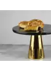 Akayev Mermer 25 Cm Altın Konik Ayak Siyah Sunumluk