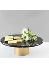 Akayev Mermer 25 Cm Metal Ayaklı Siyah Yuvarlak Sunum Tabağı