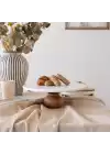 Akayev Mermer 28 Cm Ahşap Ayaklı Beyaz Yuvarlak Sunum Tabağı