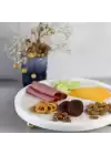 Akayev Mermer 28 Cm Altın Boncuk Ayaklı Beyaz Yuvarlak Kalın Sunum Tabağı