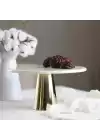 Akayev Mermer 28 Cm Altın Konik Ayak Beyaz Sunumluk