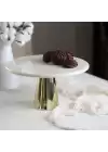 Akayev Mermer 28 Cm Altın Konik Ayak Beyaz Sunumluk