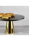 Akayev Mermer 28 Cm Altın Konik Ayak Siyah Sunumluk