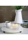 Akayev Mermer 28 Cm Füme Boncuk Ayaklı Beyaz Yuvarlak Sunumluk