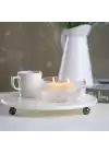 Akayev Mermer 28 Cm Füme Boncuk Ayaklı Beyaz Yuvarlak Sunumluk