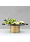 Akayev Mermer 28 Cm Metal Ayaklı Siyah Yuvarlak Sunum Tabağı