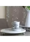 Akayev Mermer Beyaz 25 Cm Gümüş Boncuk Ayak Yuvarlak Sunumluk