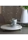 Akayev Mermer Beyaz 25 Cm Gümüş Boncuk Ayak Yuvarlak Sunumluk