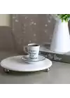 Akayev Mermer Beyaz 25 Cm Gümüş Boncuk Ayak Yuvarlak Sunumluk