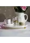 Akayev Mermer Beyaz 28 Cm Altın Boncuk Ayak Ginkgo Sunum Tabağı