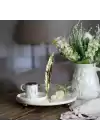 Akayev Mermer Beyaz 28 Cm Altın Boncuk Ayaklı Uzun Tüy Sunum Tabağı