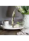 Akayev Mermer Beyaz 28 Cm Altın Boncuk Ayaklı Uzun Tüy Sunum Tabağı